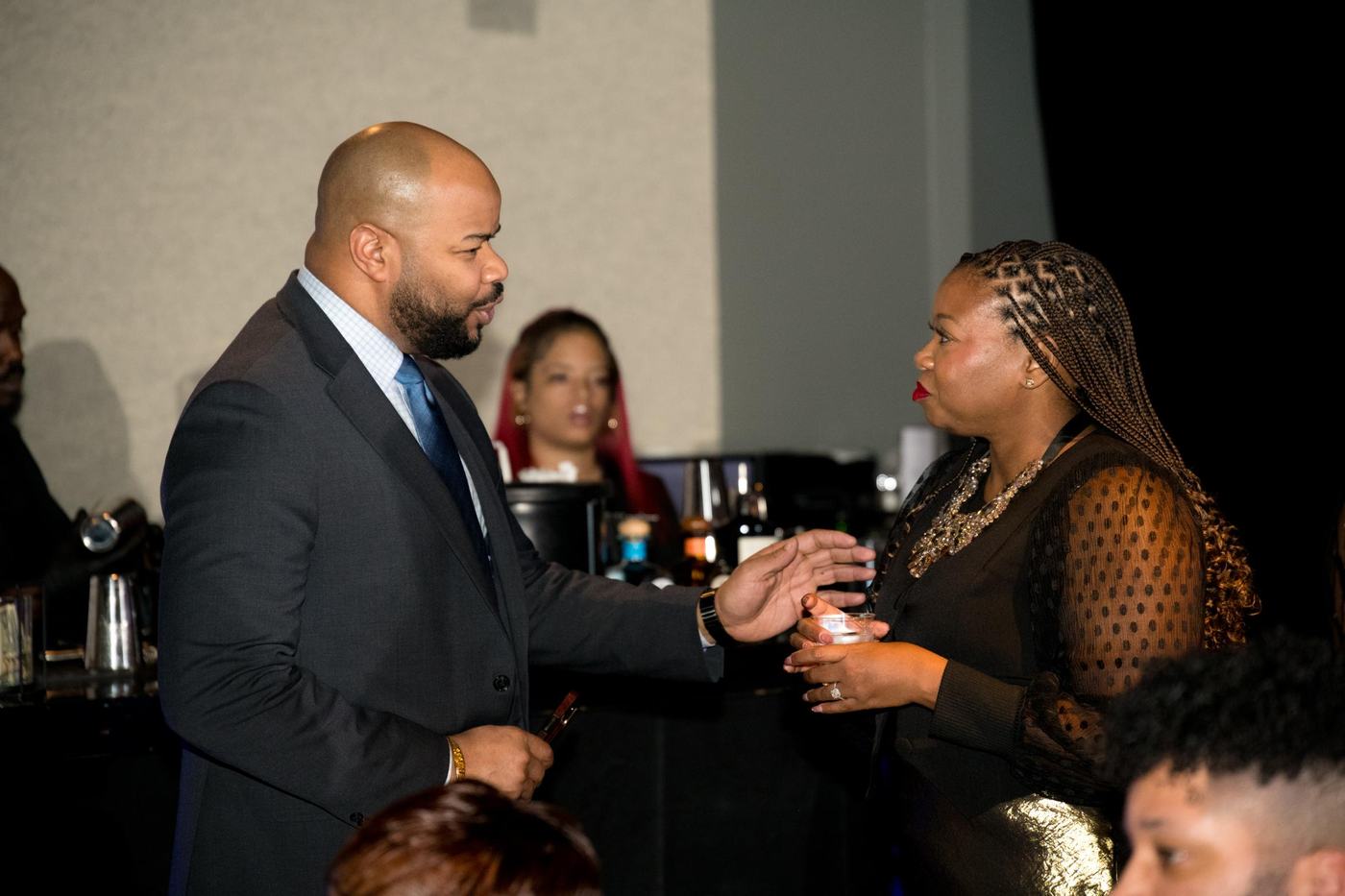 Guests networking at the Winter Soirée