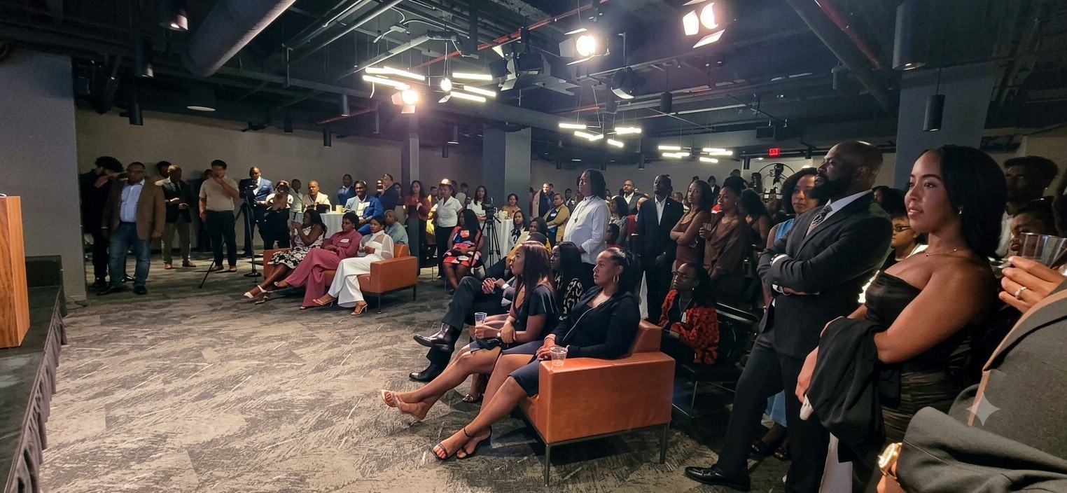 Guests listening to the program